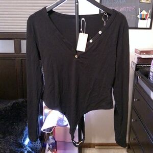 FeelinGirl Long Sleeve V Neck Bodysuit - Size: 2XL